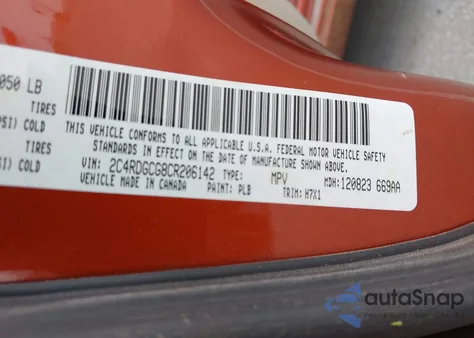 2012 Dodge Grand Caravan Sxt from USA, damaged, VIN 2C4RDGCG8CR206142